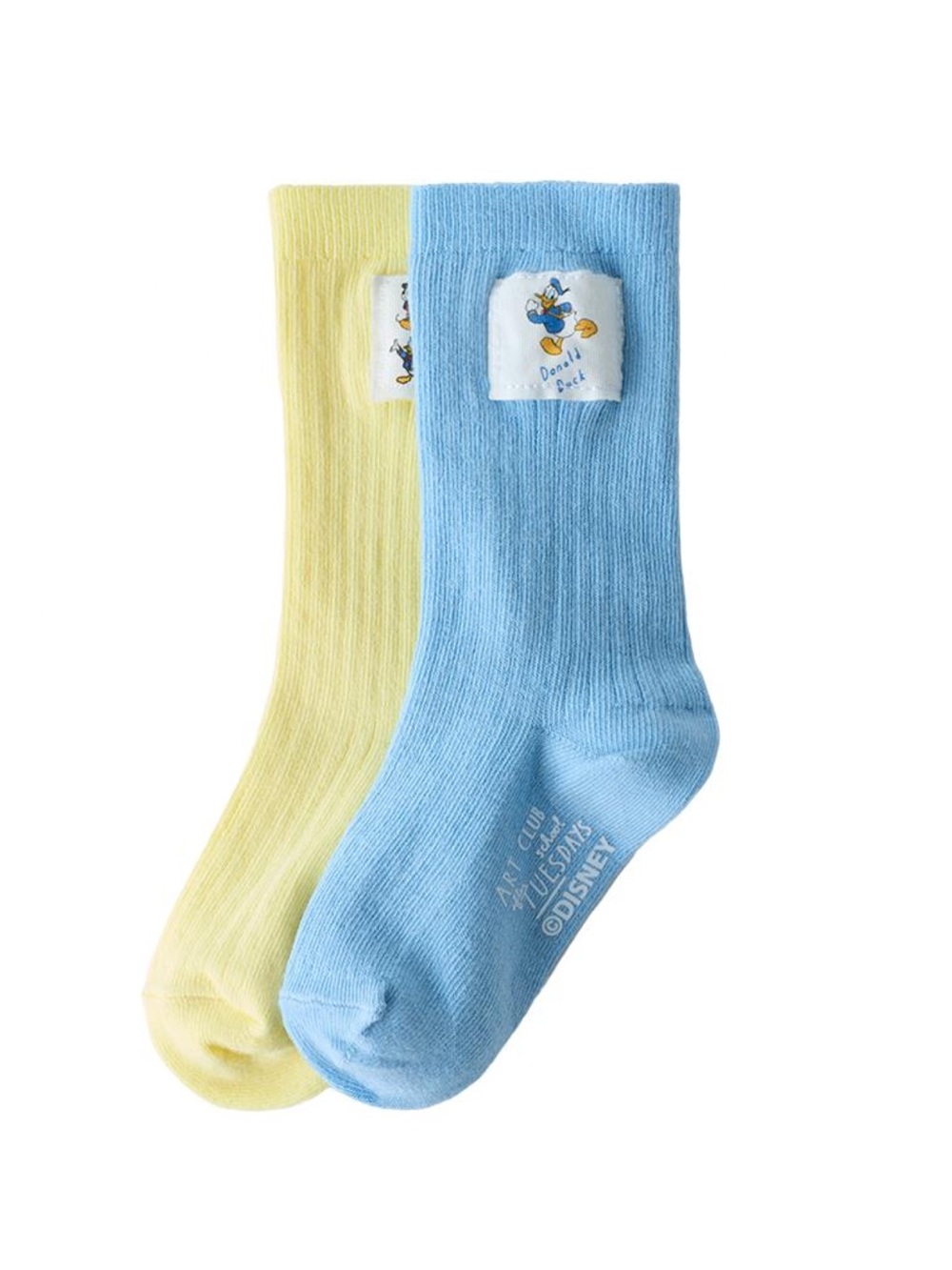 Zara Disney Kids Donald Duck Mid-Calf Socks - Light Blue & Pale Yellow